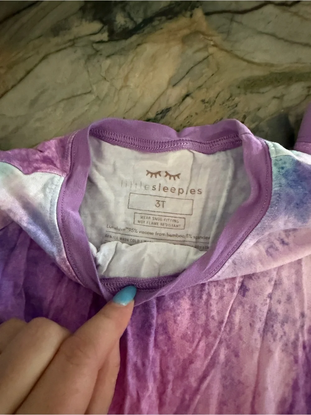 Little Sleepies Purple and Aqua Tie-Dye Pajama Set purple watercolor - Picture 2 of 2